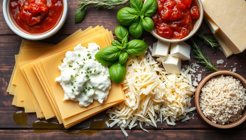 Italian lasagna ingredients