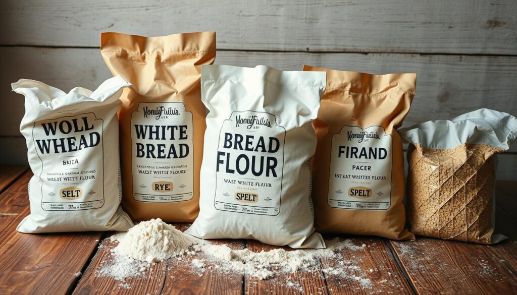 Various types of bread flour